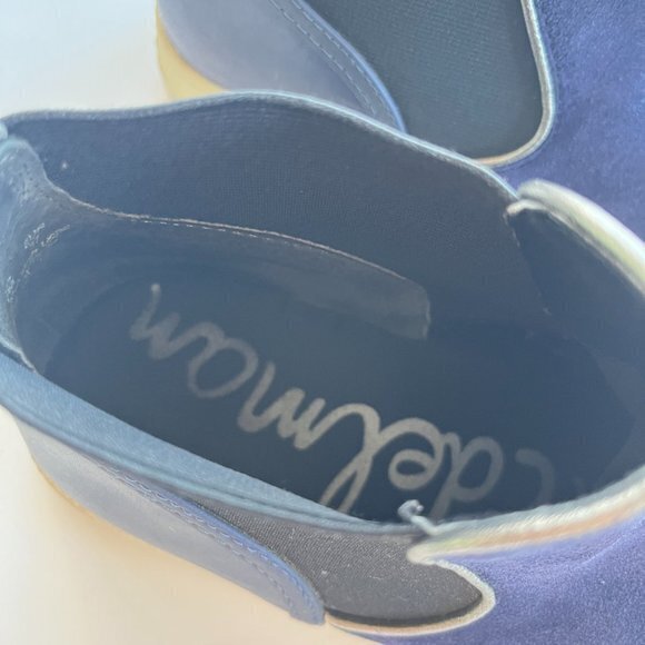 Sam Edelman Margot High Top Chelsea Sneaker Size 7M Blue Suede Leather Shoes - Picture 3 of 8